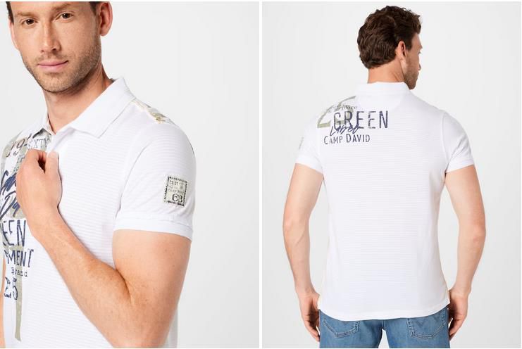 Camp David Herren Poloshirt in Weiß für 38,43€ (statt 55€)