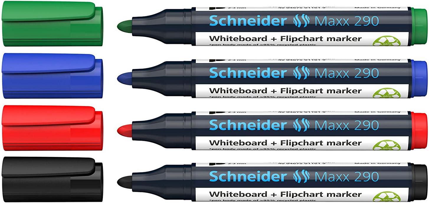 4er Pack Schneider Maxx 290 Marker Etui mit 4 Farben für 5,23€ (statt 7€)   Prime