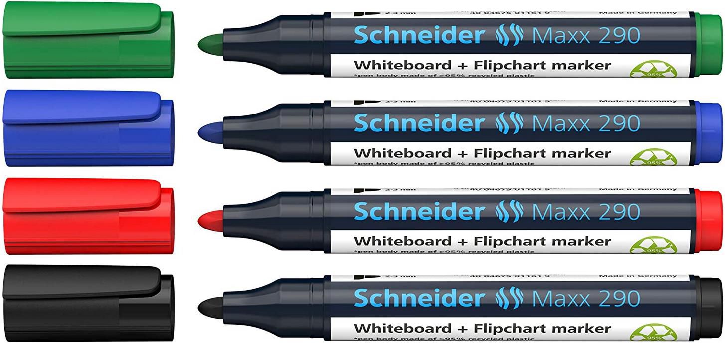4er Pack Schneider Maxx 290 Marker Etui mit 4 Farben für 4,22€ (statt 7€)