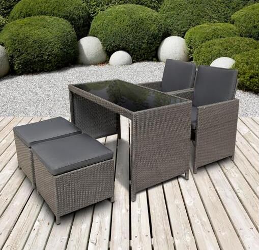 toom Gartenmöbel Set mit Kunststoffrattan anthrazit/grau, 5 teilig ab 299,99€ (statt 379€)