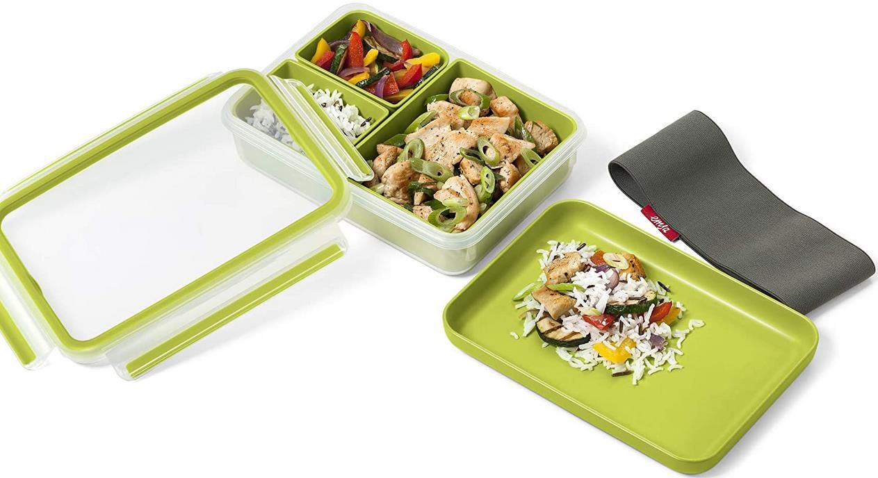 Emsa 518098 Clip & Go Lunchbox mit 3 Einsätzen und Teller, 1,2L für 8,99€ (statt 12€)   Prime