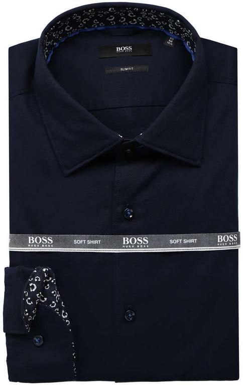 BOSS Slim Fit Herren Hemd in navy, strukturiert für 47,96€ (statt 80€)