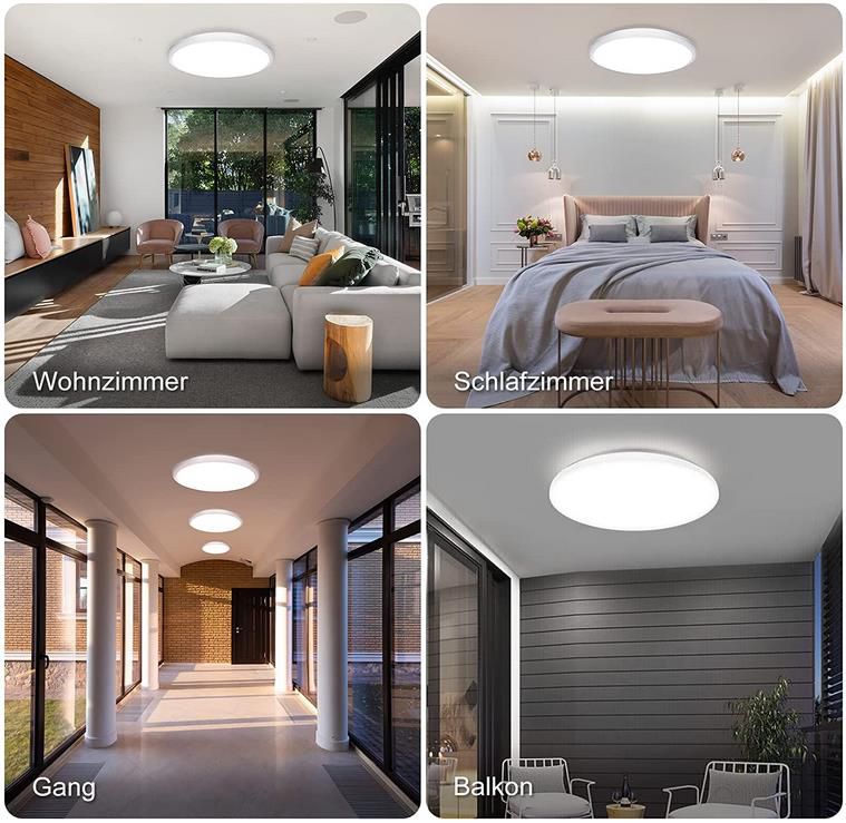 DGE LED Deckenleuchte mit 3.000   6.000K Warm /Kaltweiß, 22W, Wasserdicht für 16,19€ (statt 27€)