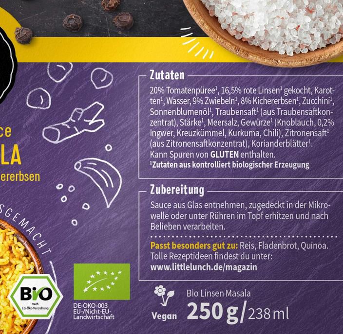 4x Little Lunch Lieblingssauce   Bio Dal Masala, 250g ab 6,86€ (statt 8€)   Prime Sparabo