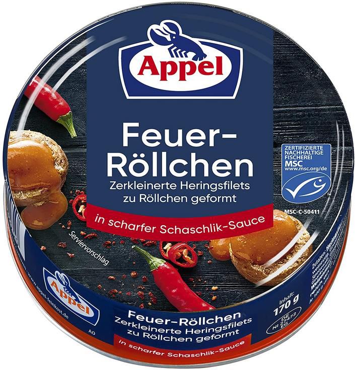 12x Appel Feuer Röllchen, Heringsröllchen in scharfer Schaschlik Sauce ab 15,26€ (statt 19€)   Prime Sparabo