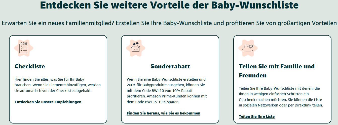 Amazon: Gratis Geschenk bei Erstellung einer Baby Wunschliste ab 20€
