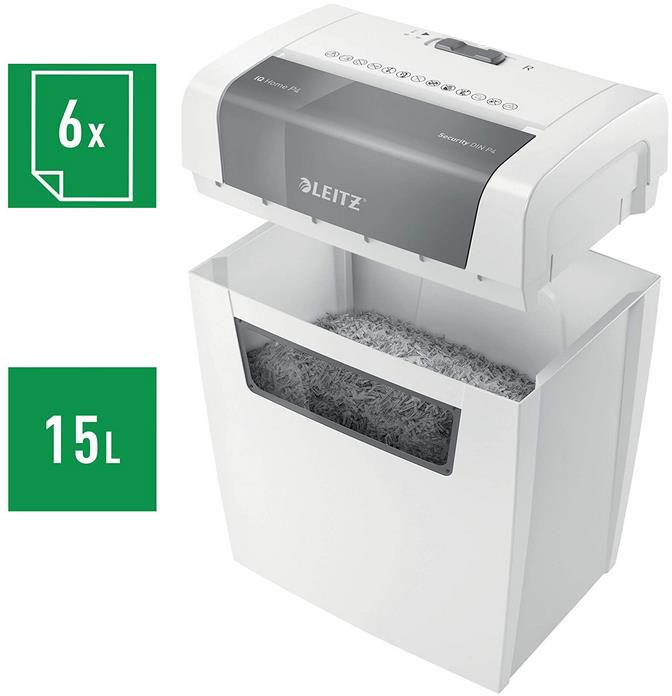 Leitz IQ Home P4 Partikelschnitt Aktenvernichter, 6 Blatt, 15 Liter für 59€ (statt 74€)