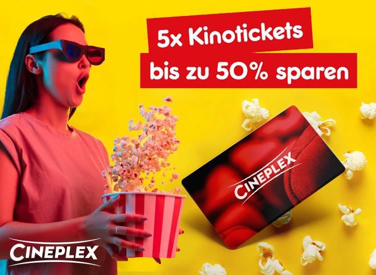 5x Cineplex Kinotickets für 2D Vorstellungen inkl. Logen  & Reservierungszuschlag für 29,95€