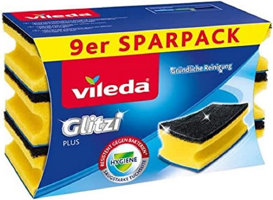 9er Pack Vileda Glitzi Plus Topfreiniger mit Antibac Effekt ab 2,64€ (statt 4,39€)