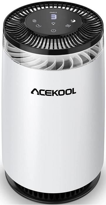 Acekool Luftreiniger mit Nachtlicht, CADR 120m³/h, H13 HEPA Luftfilter für 29,99€ (statt 80€)