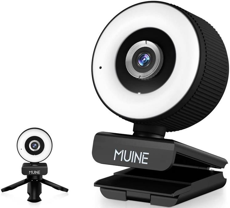 Muine Full HD Webcam mit Mikrofon und Ringlicht, 120° Sichtfeld für 9,99€ (statt 20€)