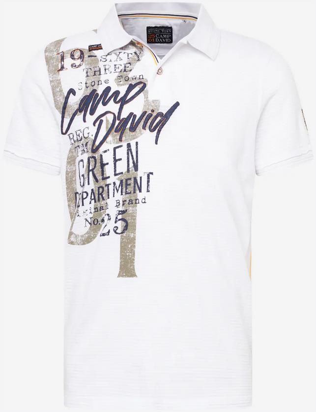 Camp David Herren Poloshirt in Weiß für 38,43€ (statt 55€)
