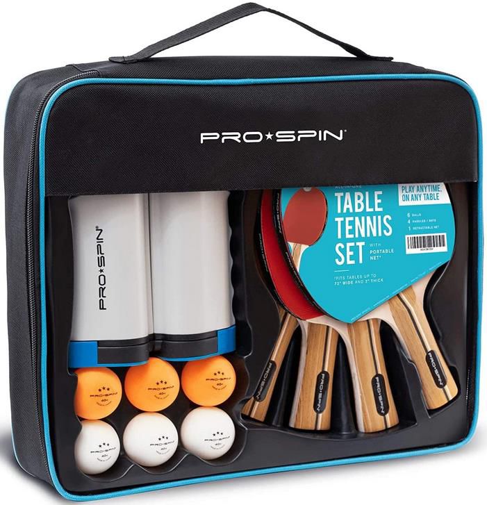 PRO SPIN Tischtennisschläger Set mit Tischtennisnetz für 30,96€ (statt 64€)   Prime