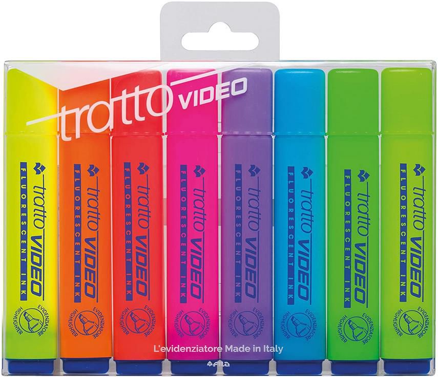 8er Pack Tratto Textmarker mit 8 fluoreszierenden Farben für 7,22€ (statt 13€)   Prime