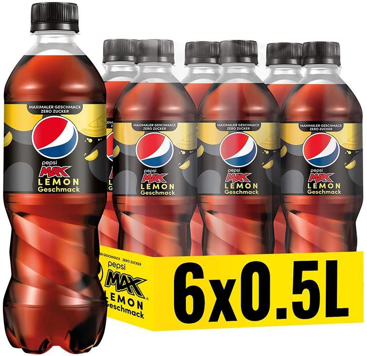 6er Pack Pepsi Max Lemon ohne Kalorien, 6 x 0,5l für 3,94€ + Pfand (statt 5€)