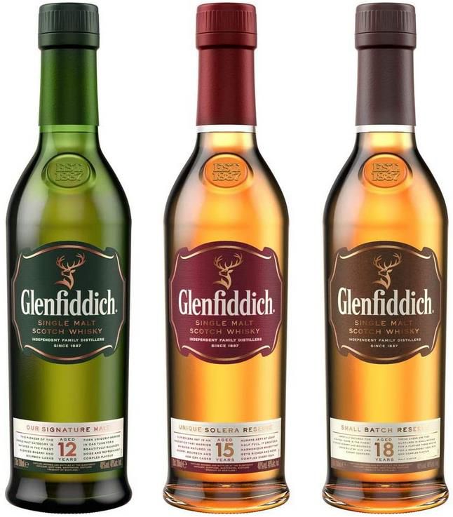Glenfiddich Single Malt Scotch Whisky Collection Mix Pack, 3 x 0,2l für 32,79€ (statt 48€)