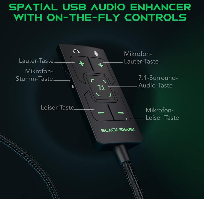 Black Shark Goblin X2 7.1 Surround Sound Gaming Headset mit Soundkarte für 39,99€ (statt 60€)