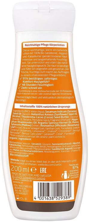 Weleda Bio Sanddorn Körperlotion zur schnellen Pflege von trockener Haut, 200ml für 5,95€ (statt 13€)