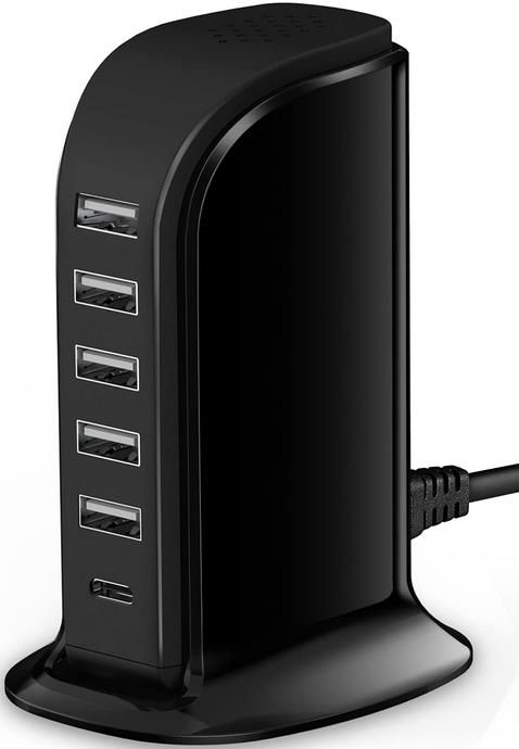 Wolee 6 in 1 USB C Ladegerät mit 1 USB C Port 3A + 5 USB A Port, 40W für 12,99€ (statt 26€)