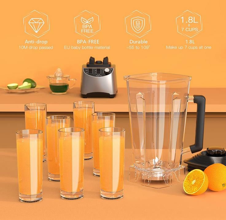 kakaroof Standmixer mit Pulsprogramm, 2.000 Watt, 30.000 U/min, 1.8L für 49,99€ (statt 100€)