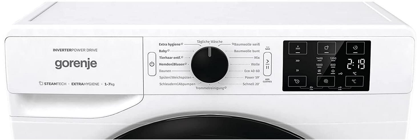 Gorenje WNEI 74 SBPS Waschmaschine mit Dampffunktion, 7 kg, 1.400 U/min für 279€ (statt 384€)