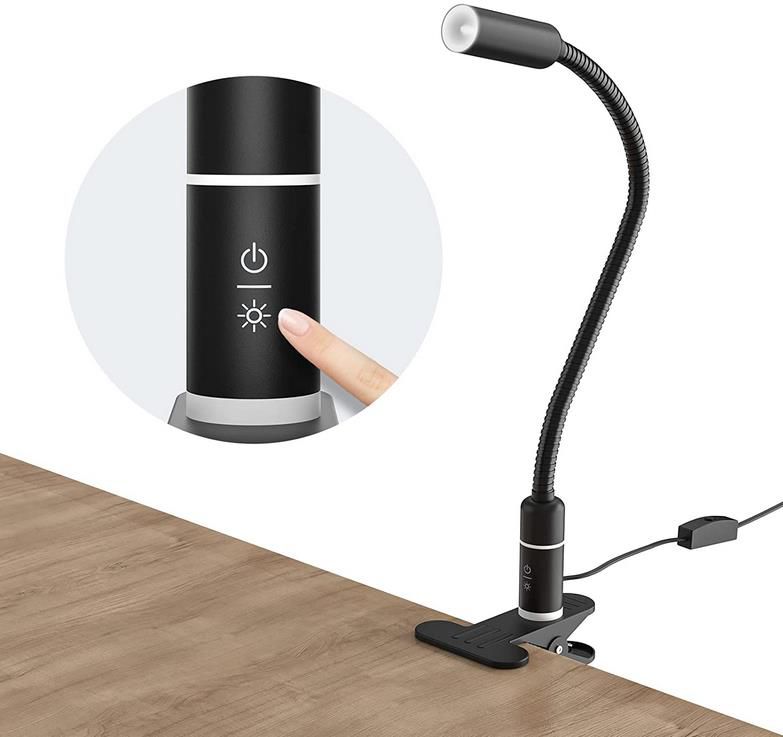 OYU Biegsame Schreibtischlampe mit Halterung und 3 Helligkeitsstufen, 650 lm für 24,48€ (statt 35€)