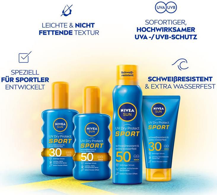200ml Nivea Sun UV Dry Protect Sport Sonnenspray LSF 50 ab 9,94€