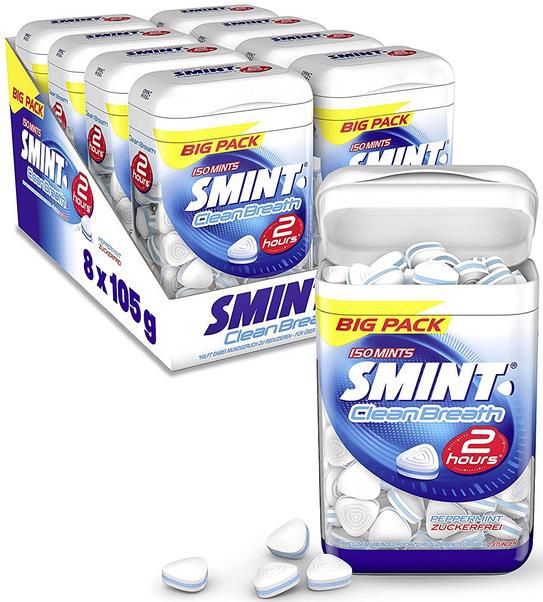8er Pack Smint Clean Breath Peppermint mit 150 Mints pro Dose für 19,49€ (statt 28€)