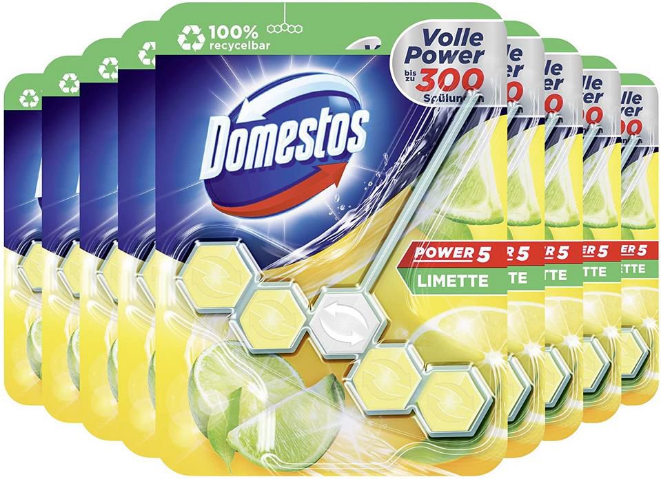 9er Pack Domestos Power 5 WC Stein Limette ab 12,16€ (statt 16€)