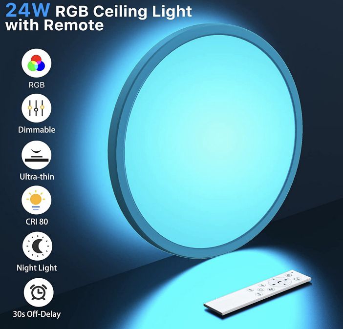 LED RGBW 24W Deckenleuchte mit Fernbedienung für 25,79€ (statt 40€)