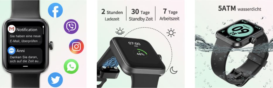 ID207 Smartwatch mit Herzfrequenz  & SpO2 Messung für 19,99€ (statt 40€)