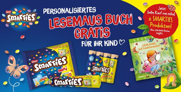 Mit dem Kauf von Smarties ein personalisiertes Lesemaus Buch gratis abstauben