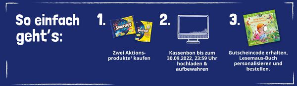 Mit dem Kauf von Smarties ein personalisiertes Lesemaus Buch gratis abstauben