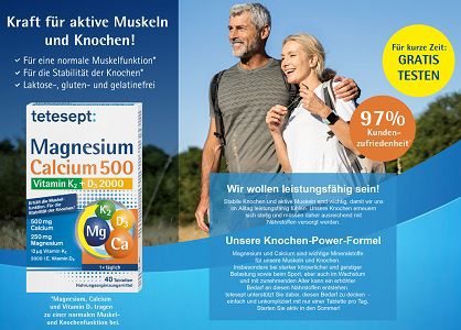 tetesept Magnesium Calcium D3 K2 gratis ausprobieren