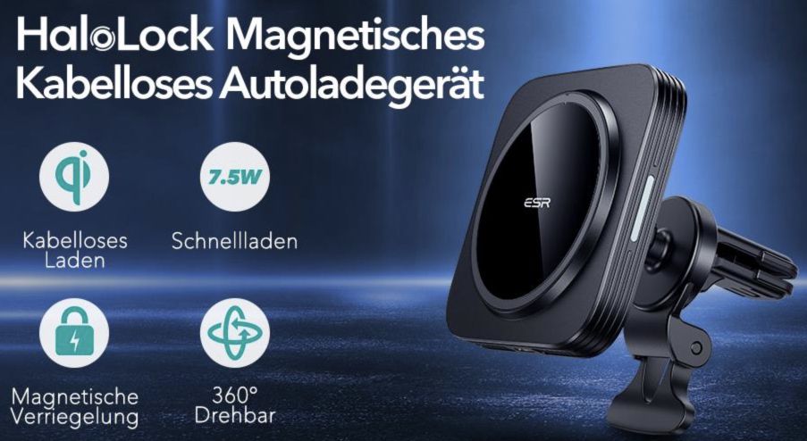 ESR HaloLock MagSafe Handyhalterung mit Qi Ladefläche für 9,99€ (statt 15€)