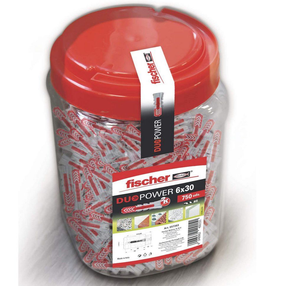 Fischer 557383 DUOPOWER Dübel (750 Stück, 6x30) für 33€ (statt 47€)