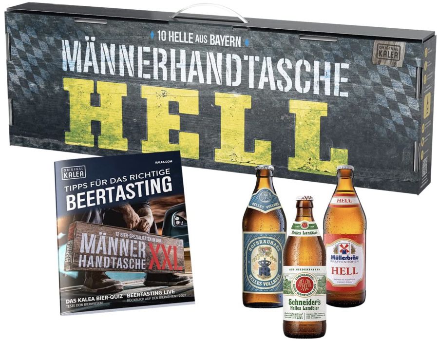 Kalea Männerhandtasche mit 10 x 0,5l bayrischem Hellem Bier für 23,99€ (statt 30€)   Prime