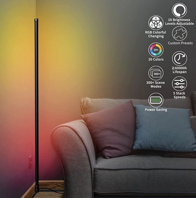 GRUBBYTEC RGB LED Eck Stehlampe mit über 300 Modi für 41,99€ (statt 60€)