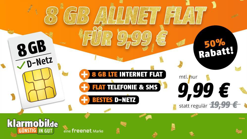 Telekom Allnet Flat mit 8GB LTE für 9,99€ mtl.   eSim möglich