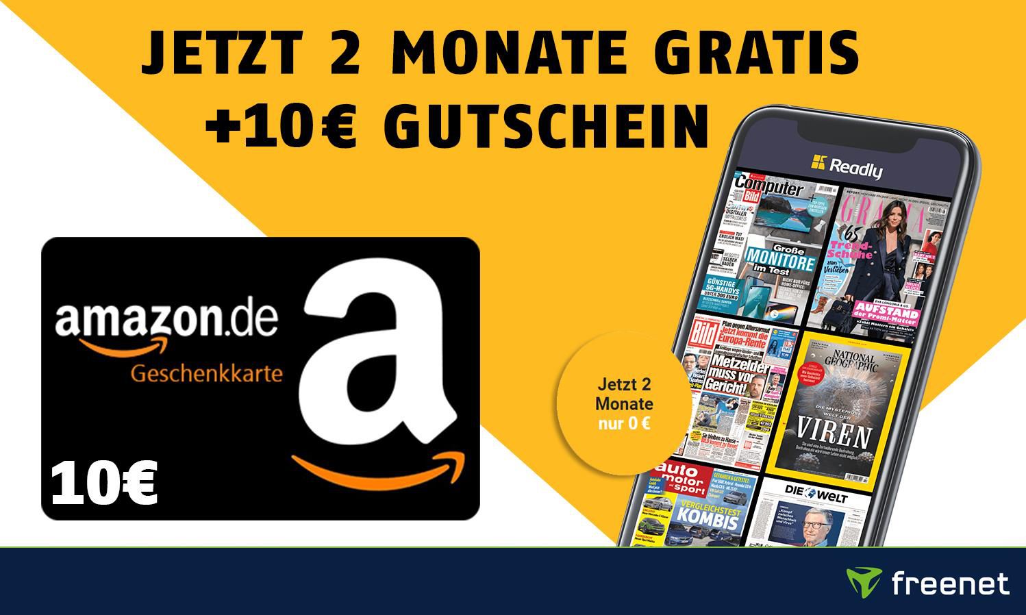 10€ Amazon Gutschein geschenkt + 2 Monate Readly Magazin Flatrate Gratis