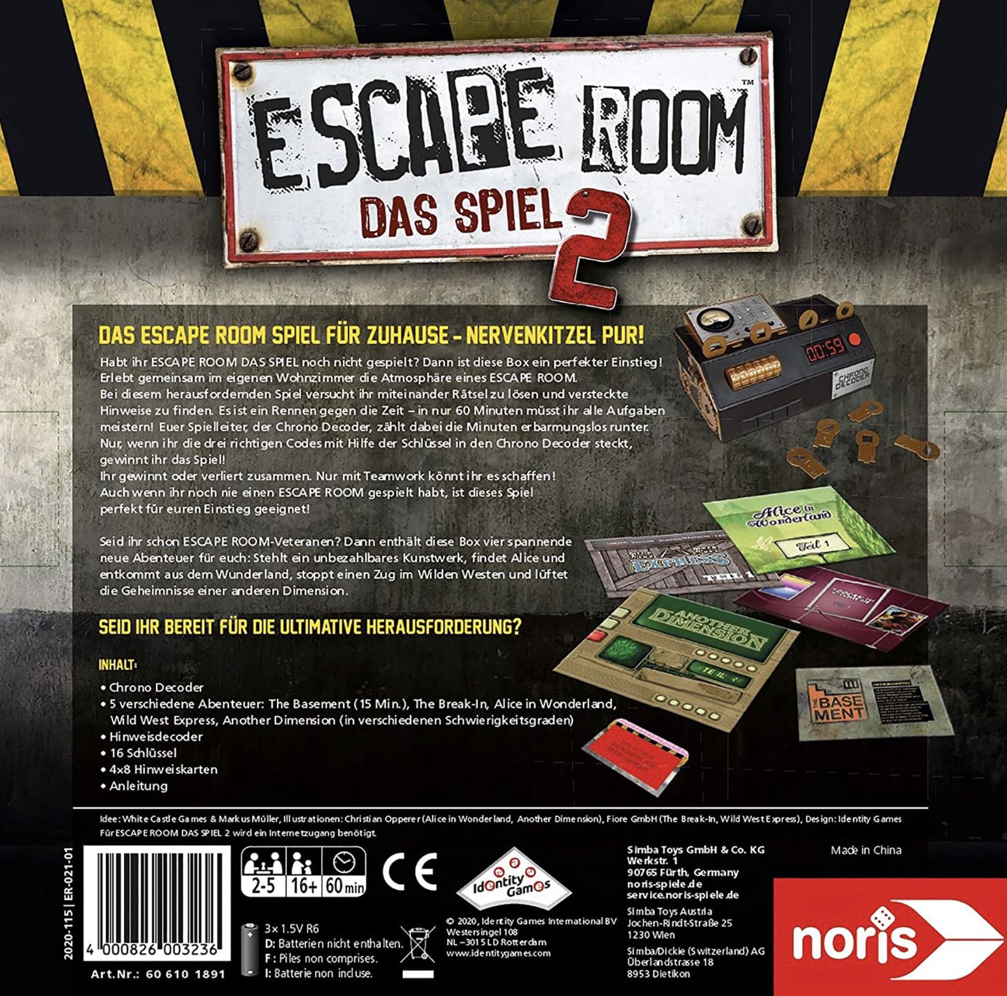 Escape Room 2 (Grundspiel) inkl. 4 Fällen und Chrono Decoder für 21,93€ (statt 35€)