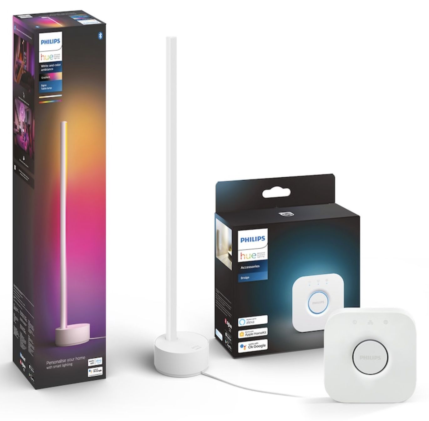 Philips Hue Gradient Signe Tischleuchte inkl. Bridge für 134,98€ (statt 202€)