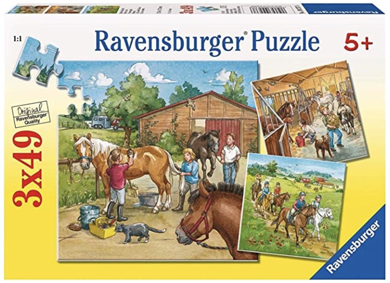 Ravensburger Kinderpuzzle Mein Reiterhof mit 3x49 Teilen für 5€ (statt 11€)   Prime