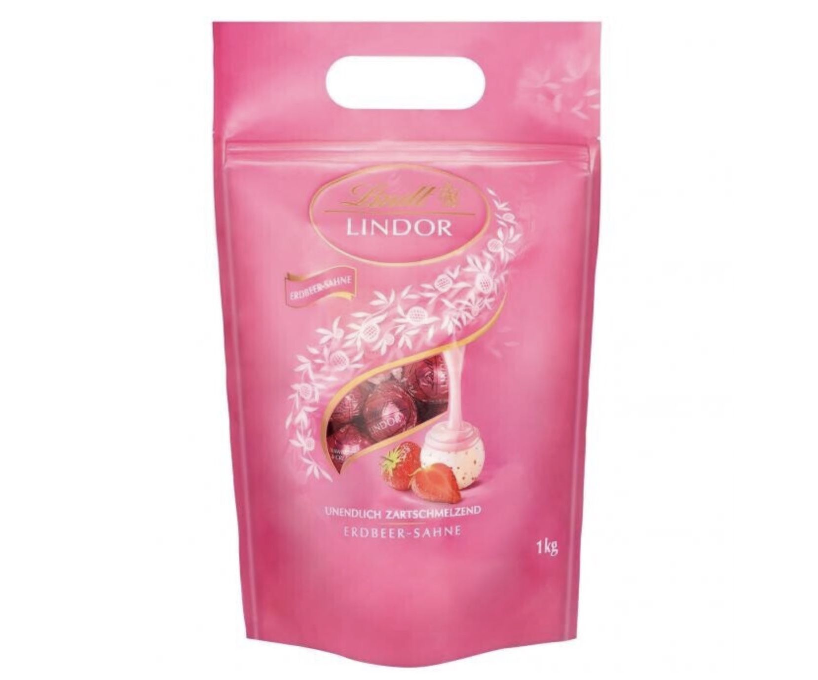 1kg Lindt LINDOR Schokoladen Kugeln Erdbeer Sahne für 17,99€ (statt 30€)