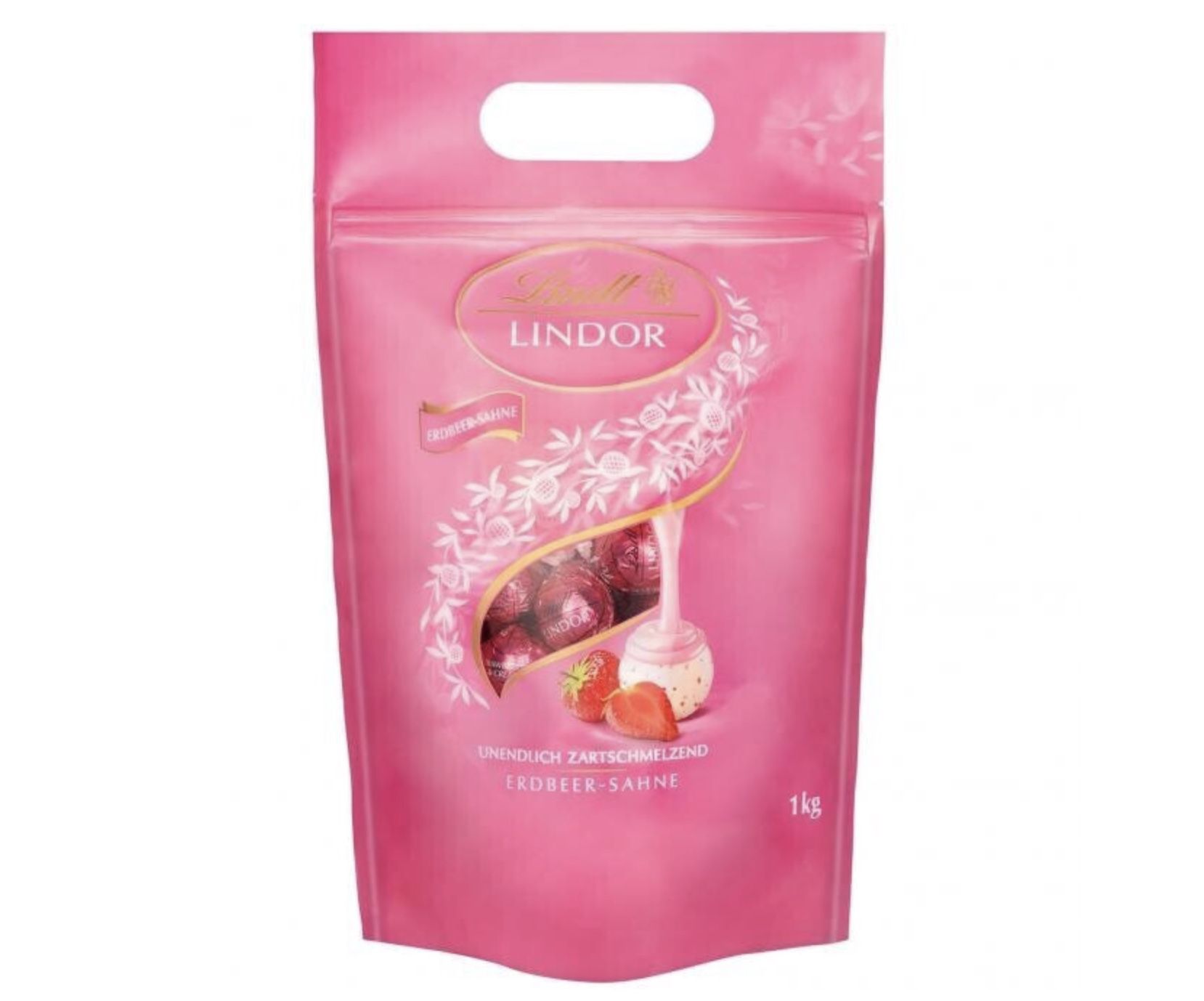 1kg Lindt LINDOR Schokoladen Kugeln Erdbeer Sahne für 18,99€ (statt 34€)