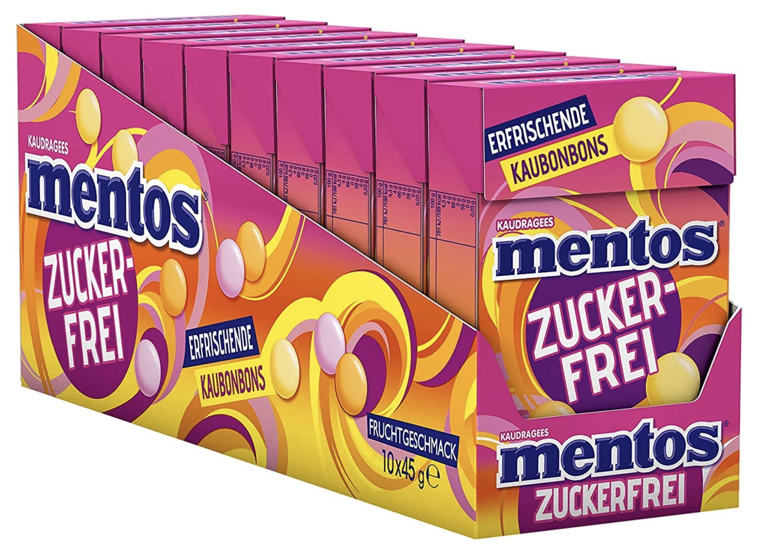 10x 45g Mentos Fruit Zuckerfrei Frucht Kaubonbons für 9,84€ (statt 15€)   Prime Sparabo