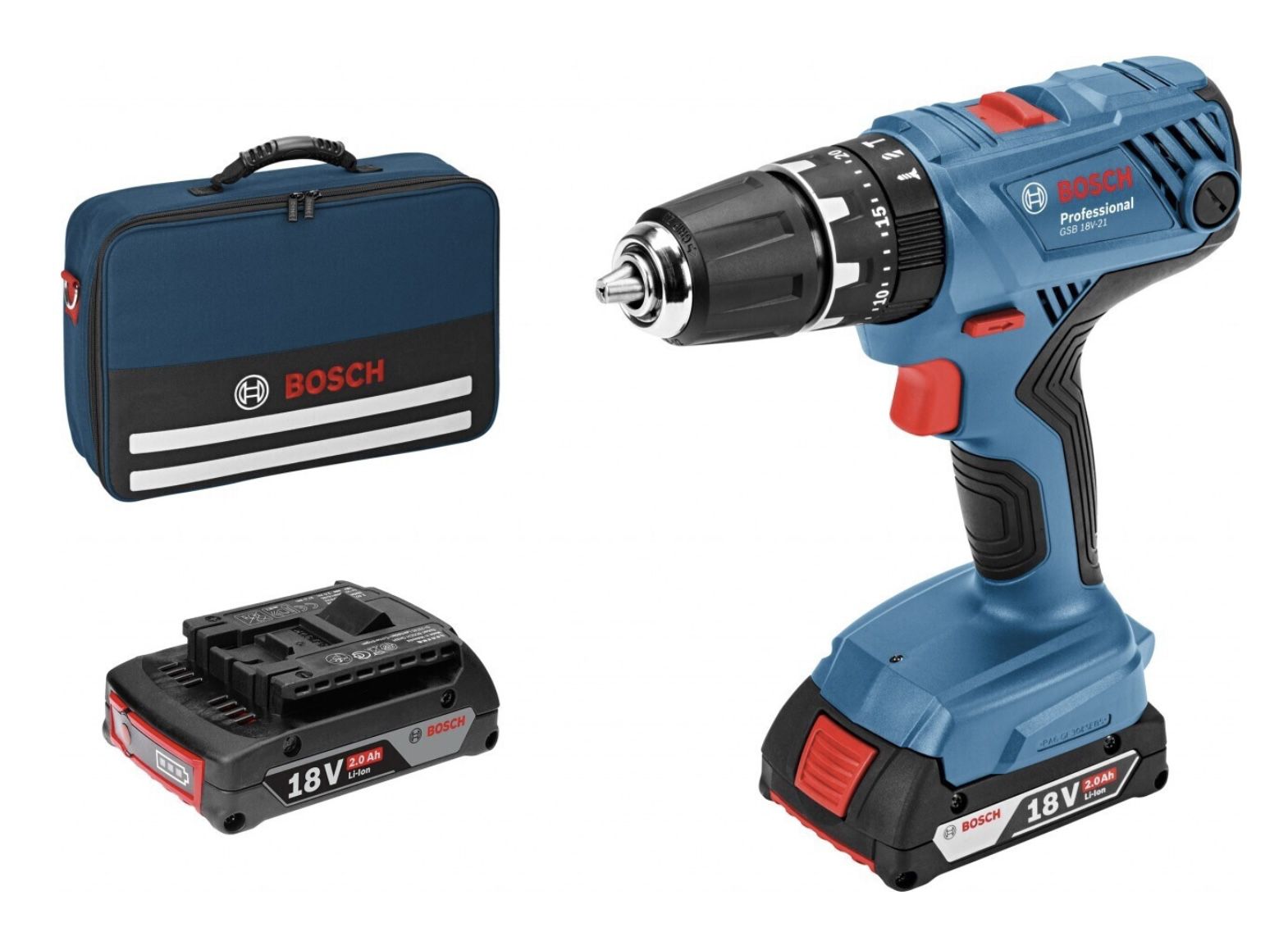 Bosch Professional GSB 18V 21 Akku Schlagbohrschrauber inkl. 2 Akkus für 129€ (statt 179€)