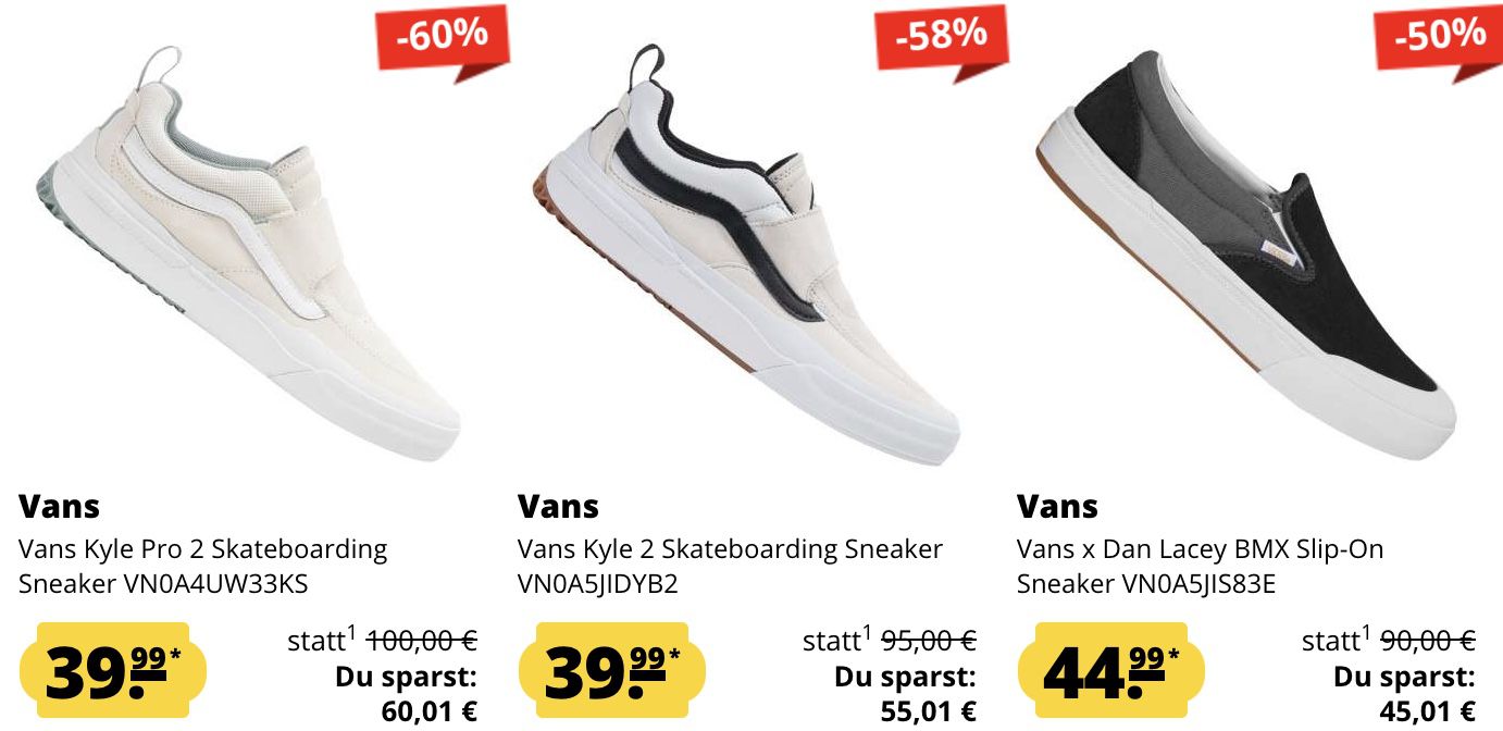 Vans Sale bei SportSpar + 5€ Gutschein   z.B. Vans Kyle Pro 2 Sneaker für 43,94€ (statt 78€)
