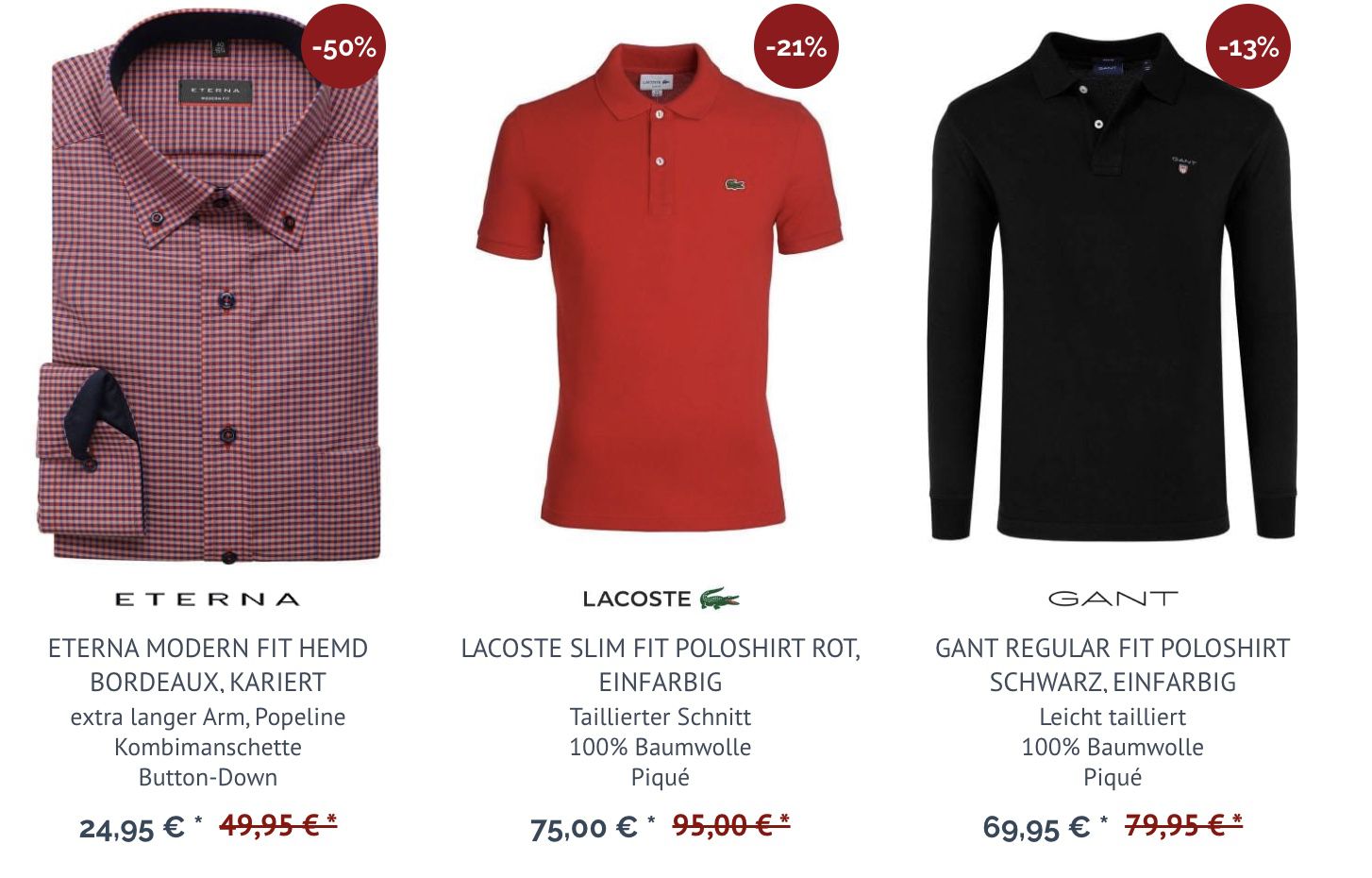 Hemden.de Sale bis 76% Rabatt (Olymp, eterna uvm.) + 17% Extra Rabatt