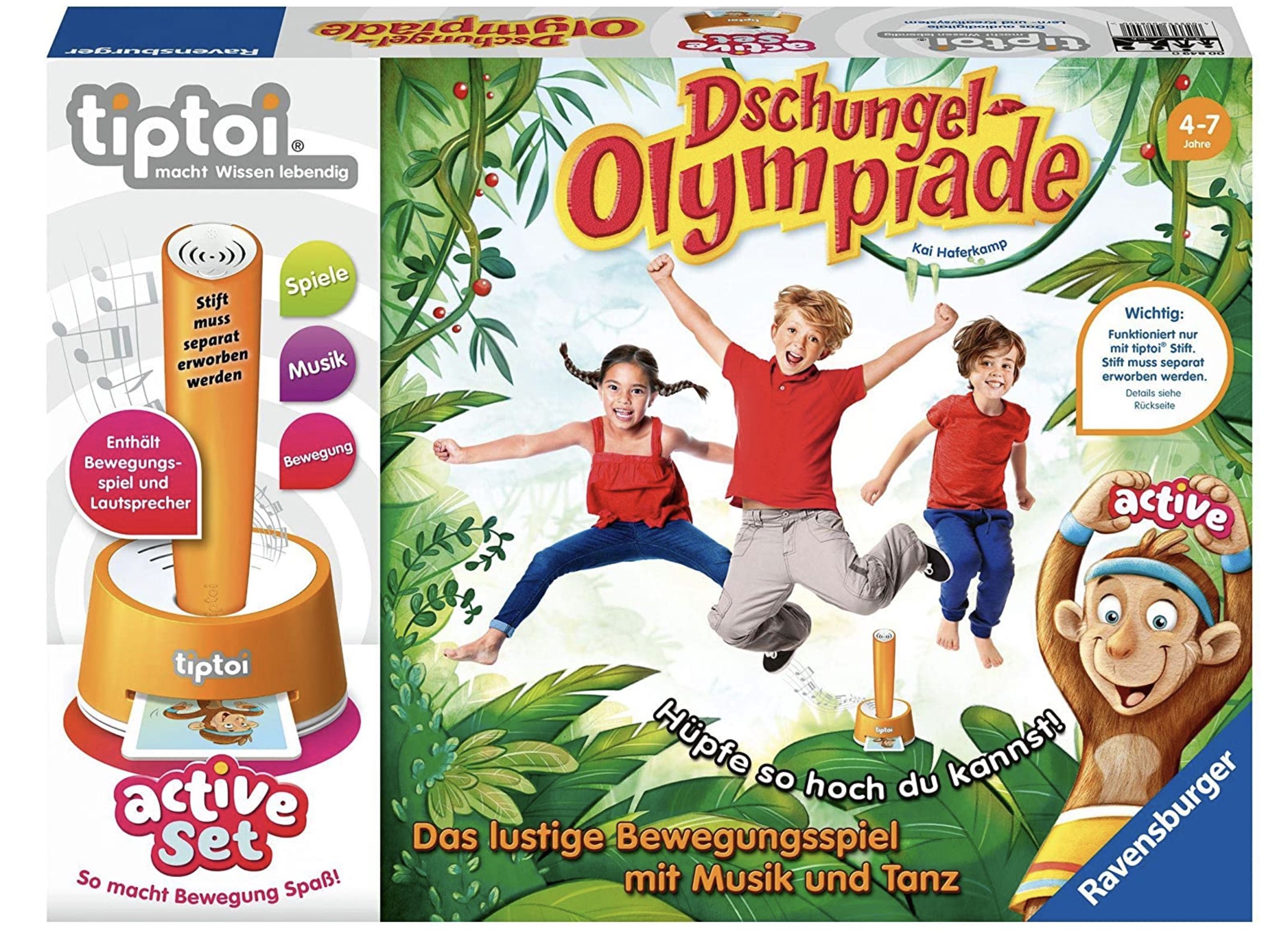 tiptoi active Set Dschungel Olympiade Bewegungsspiel für 21,35€ (statt 29€)   Prime